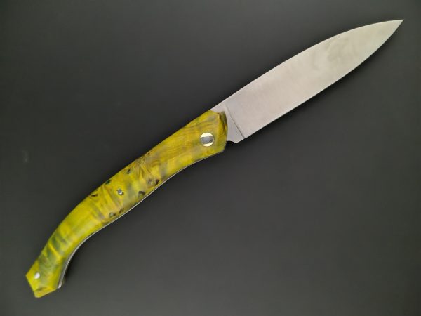 Le couteau Saint-Amans-des-Cots en bouleau nordique stabilisé anis. lame 14c28n – Image 3