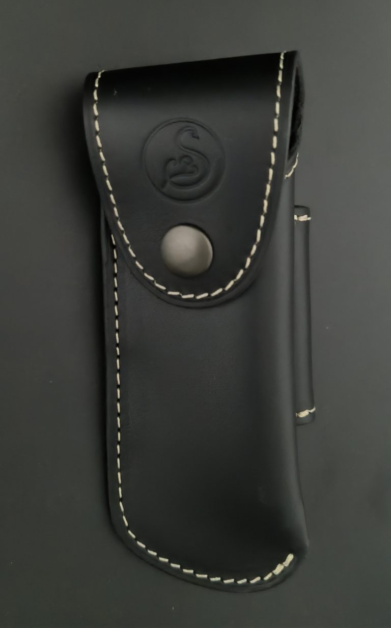 Etui noir en cuir ceinture pour couteau