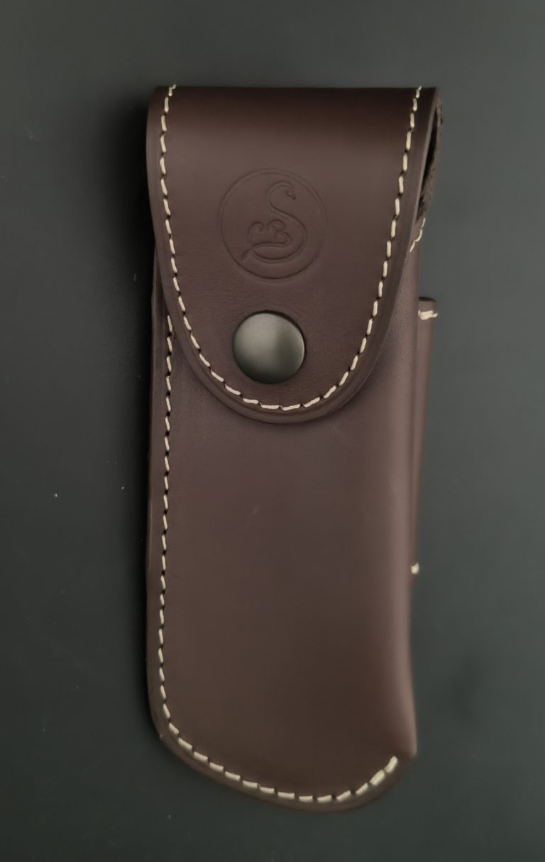 Etui marron en cuir ceinture pour couteau