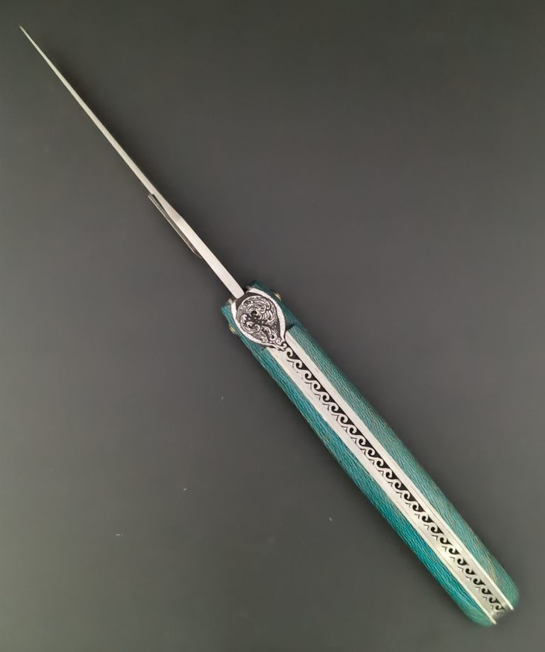 Laguiole 12cm platane stabilisé abeille forgée