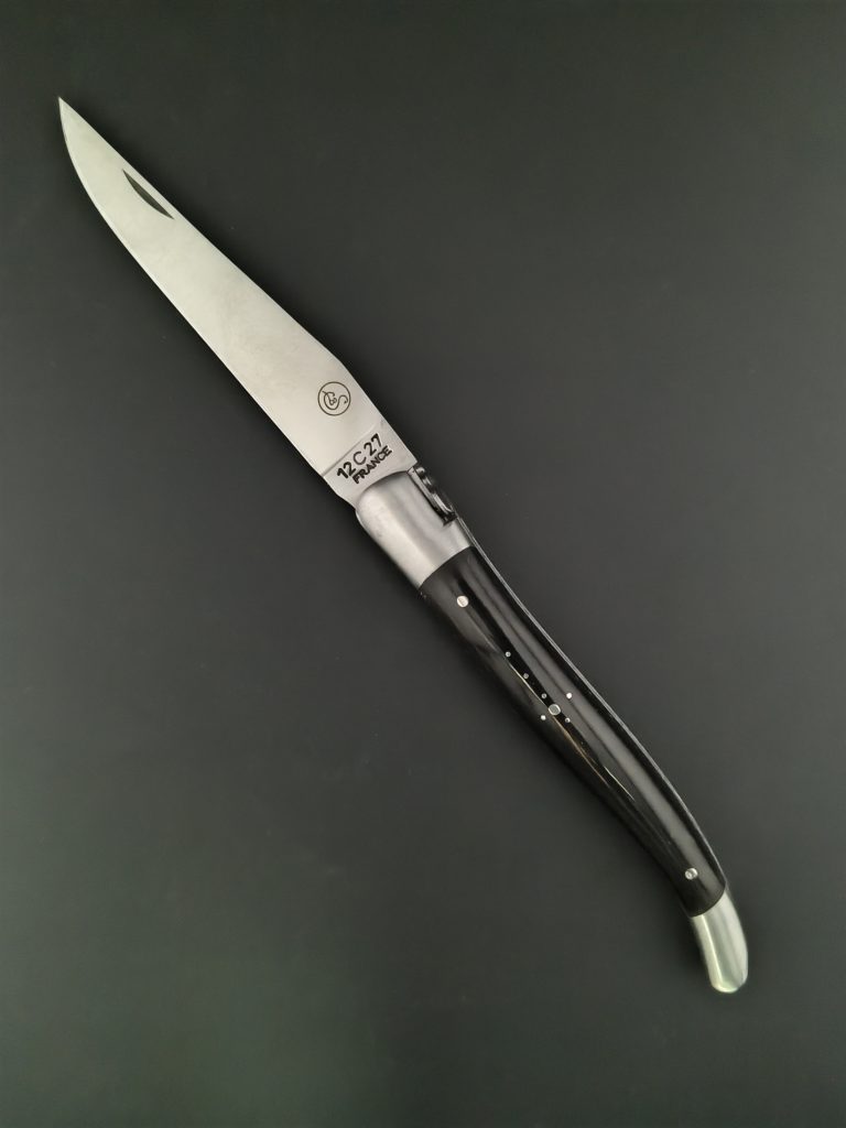 Laguiole 12cm 2 mitres inox  corne noire