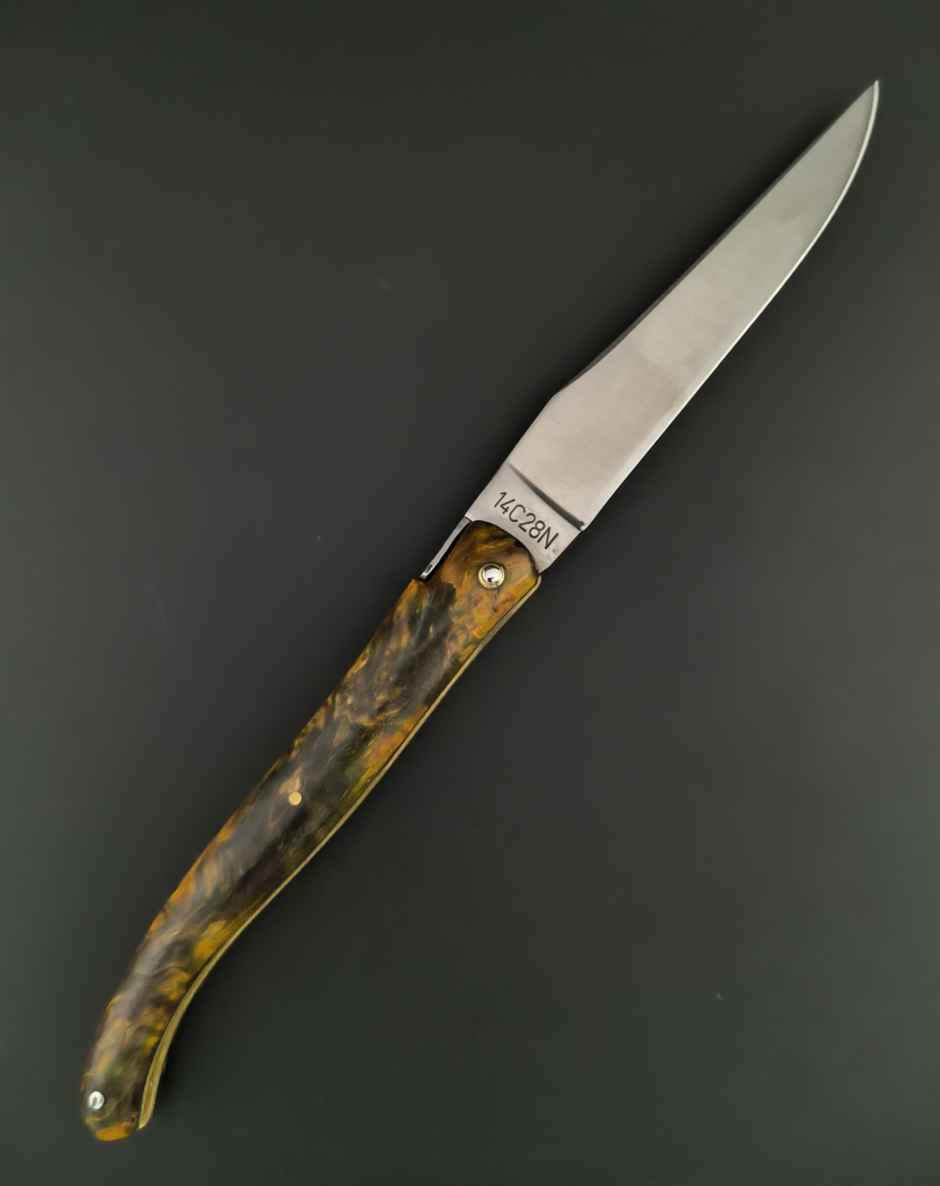 Laguiole 12cm Plein manche loupe de marronnier couleur or – Image 3