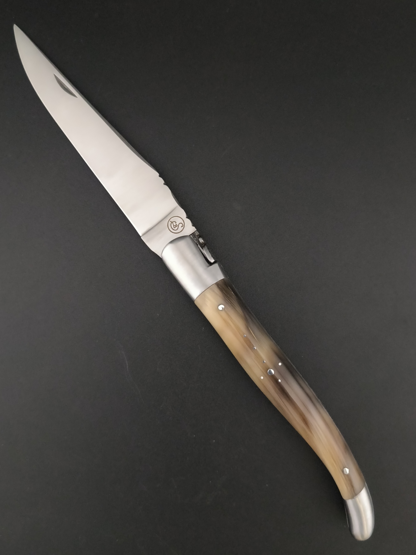 Laguiole 12cm 2 mitres inox pointe de corne