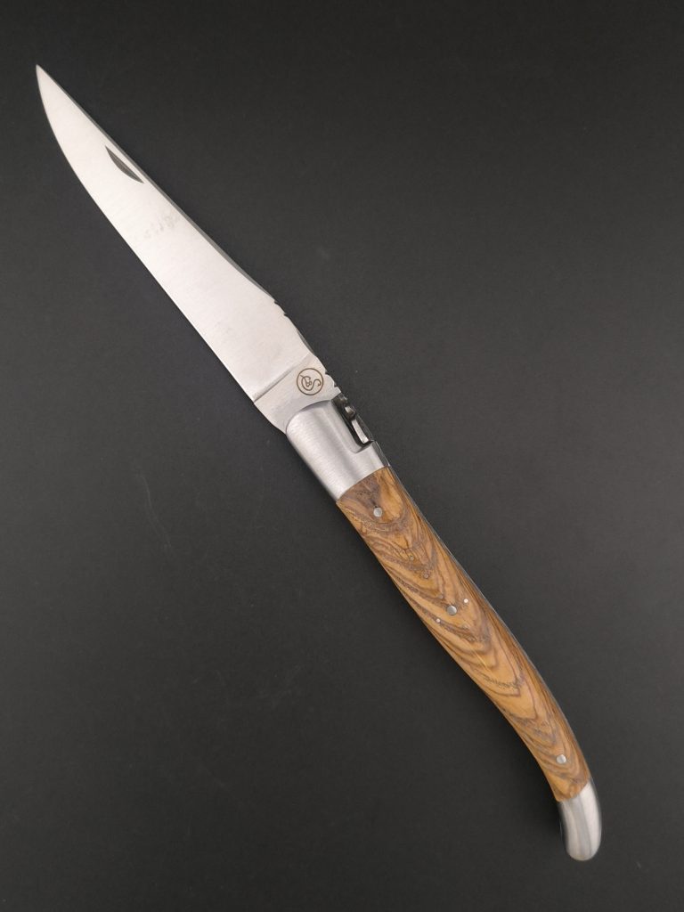 Laguiole 12cm 2 mitres inox Frêne olivier